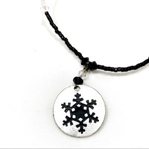 Handmade Kids Black and White Snowflake and Crystal Necklace  by McGlamorous